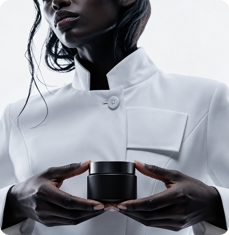 Scientist holding a cosmetic product