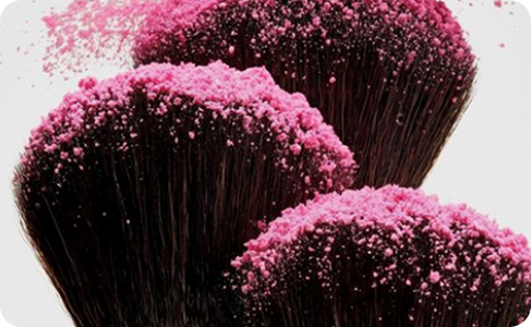 Pink makeup brush heads